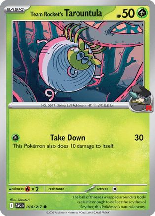 Team Rocket's Tarountula (018) - MAH  - Common - Reverse Holofoil