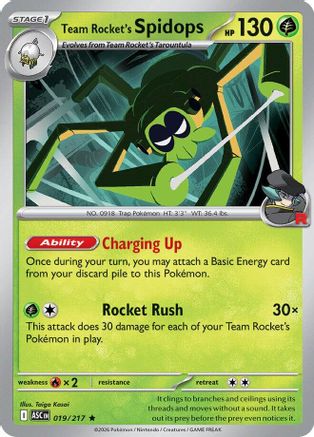 Team Rocket's Spidops (019) - MAH  - Rare - Holofoil