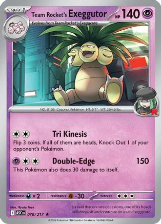 Team Rocket's  exeggutor (078) - MAH  - Rare - Holofoil
