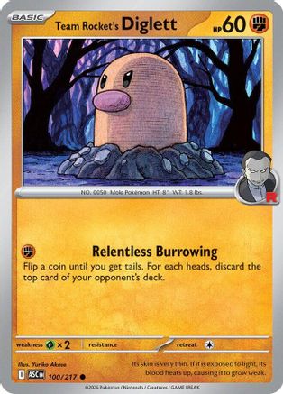 Team Rocket's Diglett (100) - MAH  - Common - Reverse Holofoil