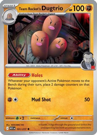 Team Rocket's Dugtrio (101/217) - MAH  - Uncommon - Reverse Holofoil