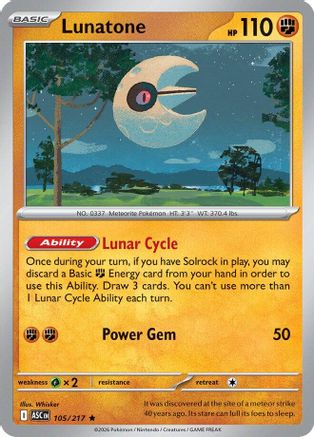 Lunatone (105) - MAH  - Rare - Reverse Holofoil