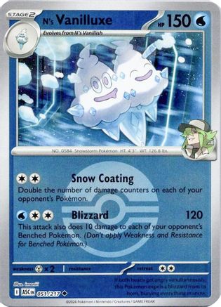 N's Vanilluxe (Poke Ball) (051) - MAH  - Uncommon - Reverse Holofoil
