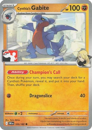 Cynthia's Gabite (103/182) - PPSC  - Common