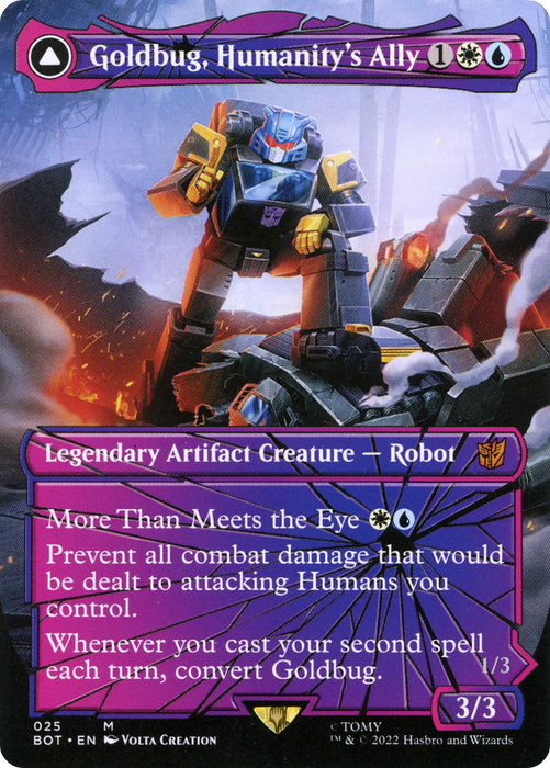 Goldbug, Humanity's Ally // Goldbug, Scrappy Scout (BOT-025) - mythic: (shatteredglass, convertdfc) (Borderless)