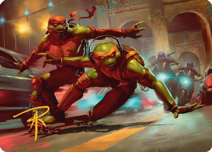 Raph & Mikey, Troublemakers Art Card (ASTMT-017) - special