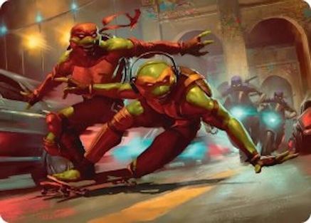 Raph & Mikey, Troublemakers Art Card (Gold-Stamped Signature) (ASTMT-017) - special