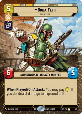 Boba Fett - For a Price (Hyperspace) (478) - ALT - Rare