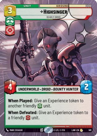 Highsinger - Deadly Droid (Hyperspace Foil) (323) - ALT - Rare - Foil