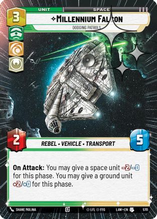 Millennium Falcon - Dodgin Patrols (Hyperspace Foil) (332) - ALT - Uncommon - Foil