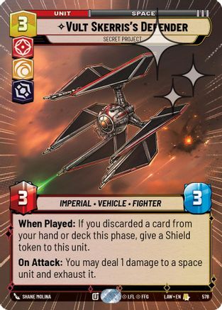 Vult Skerris's Defender - Secret Project (Hyperspace Foil) (340) - ALT - Rare - Foil
