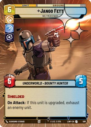 Jango Fett - Wily Mercenary (Hyperspace Foil) (351) - ALT - Uncommon - Foil