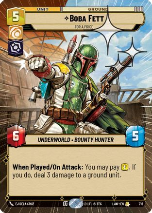 Boba Fett - For a Price (Hyperspace Foil) (478) - ALT - Rare - Foil