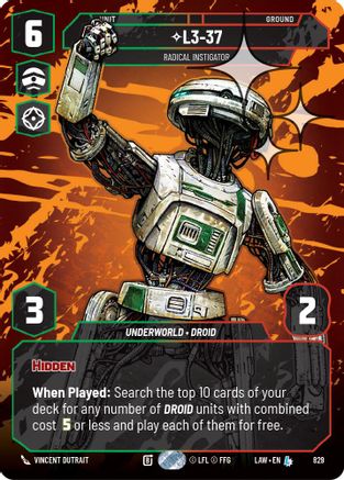 L3-37 - Radical Instigator (Prestige Foil) (829) - ALT - Legendary - Foil