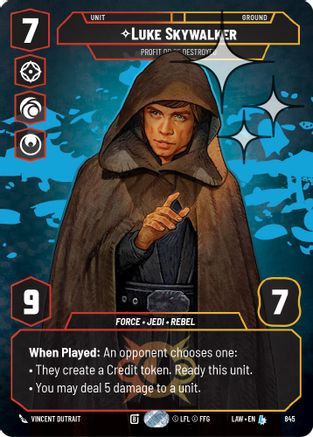 Luke Skywalker - Profit or Be Destroyed (Prestige Foil) (845) - ALT - Legendary - Foil