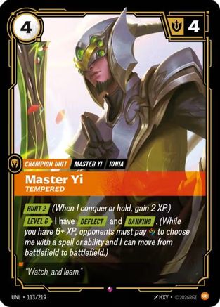 Master Yi - Tempered (113/219) - UNL - Rare - Foil