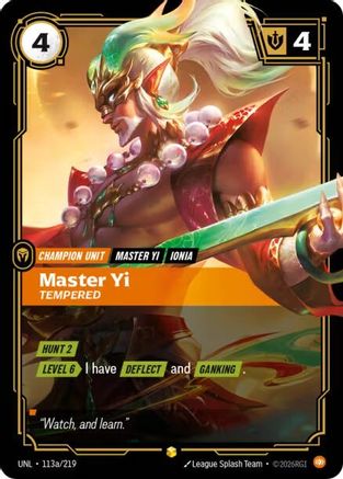 Master Yi - Tempered (Alternate Art) (113a/219) - UNL - Showcase - Foil