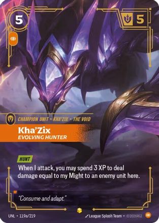 Kha'Zix - Evolving Hunter (Alternate Art) (119a/219) - UNL - Showcase - Foil