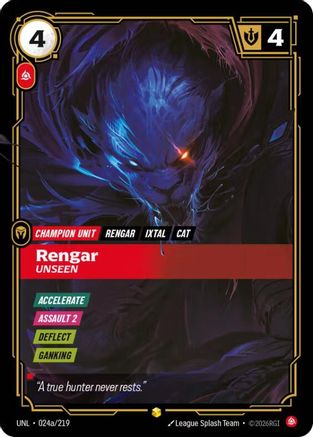 Rengar - Unseen (Alternate Art) (024a/219) - UNL - Showcase - Foil