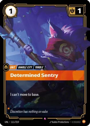 Determined Sentry (111/219) - UNL - Rare - Foil