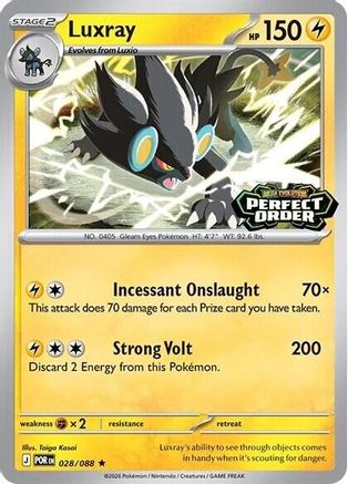 Luxray (Perfect Order Stamped) (028/088) - MCP  - Rare - Holofoil