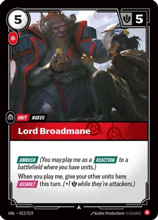 Lord Broadmane (012/219) - UNL - Uncommon