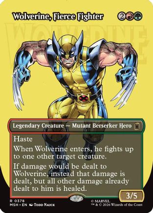 Wolverine, Fierce Fighter (Borderless) (MSH-378) - rare - Foil