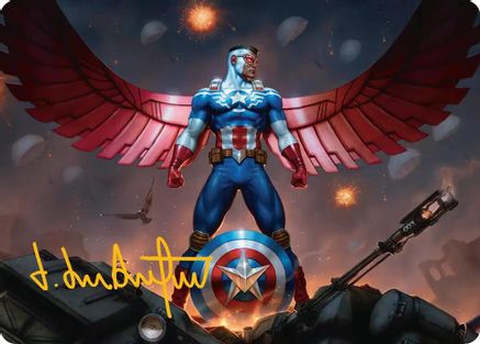 Captain America, Wings of Freedom Art Card (2/45) (Gold-Stamped Signature) (AAMSH-002) - special