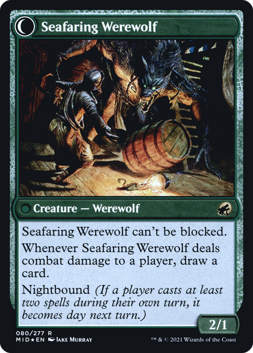 Suspicious Stowaway // Seafaring Werewolf (PRE-80S) - rare: (Double Faced Transform) - Foil