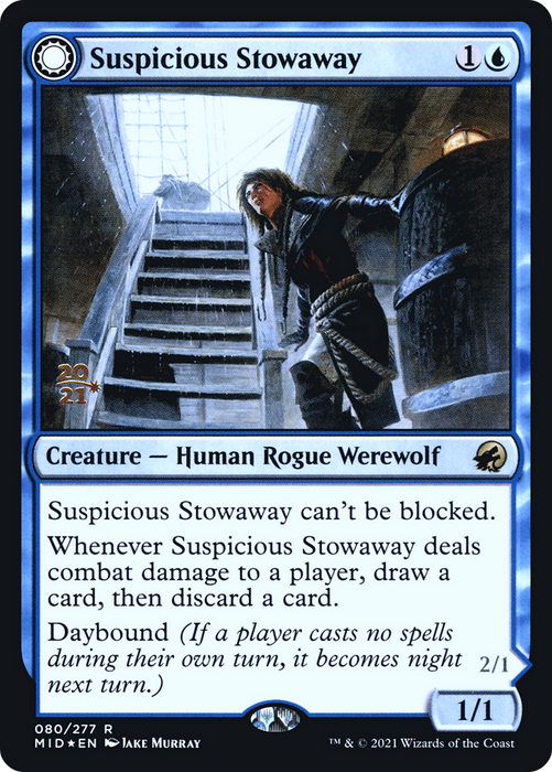 Suspicious Stowaway // Seafaring Werewolf (PRE-80S) - rare: (Double Faced Transform) - Foil