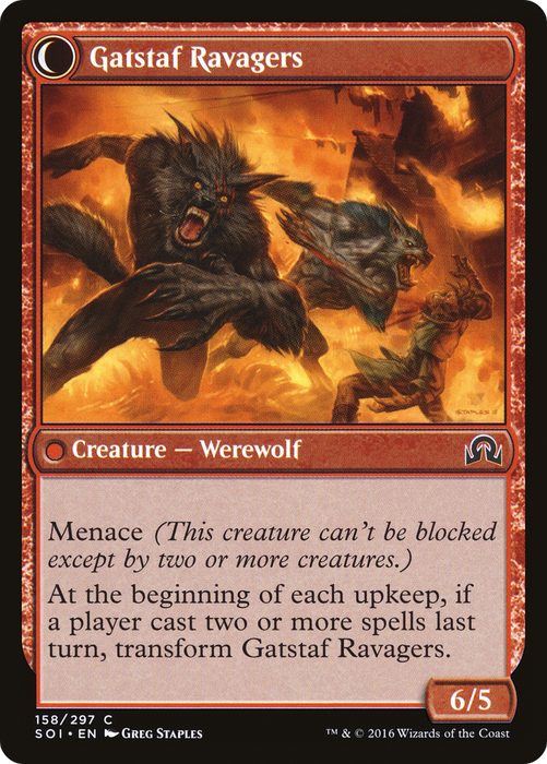 Gatstaf Arsonists // Gatstaf Ravagers (SOI-158) - common: (Double Faced Transform) - Foil
