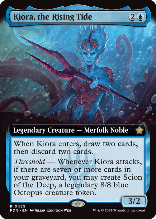 Kiora, the Rising Tide (FDN-455) - rare: (Extended Art)