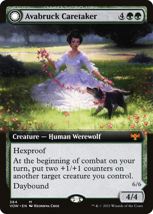 Avabruck Caretaker // Hollowhenge Huntmaster (VOW-384) - mythic: (Extended Art, Double Faced Transform)