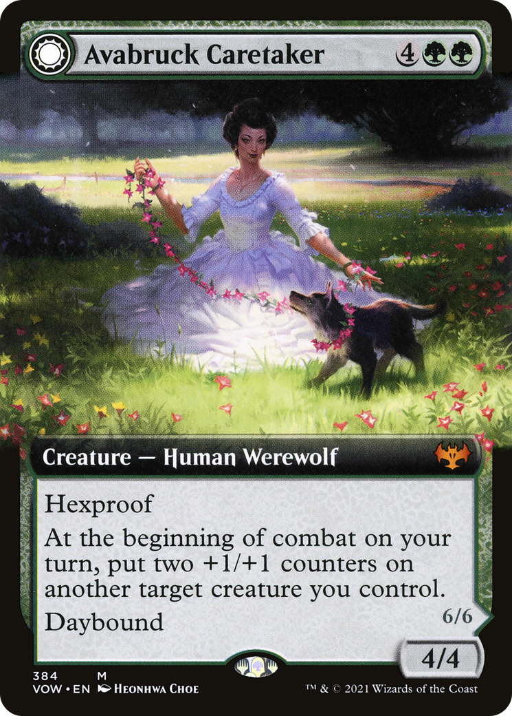 Avabruck Caretaker // Hollowhenge Huntmaster (VOW-384) - mythic: (Extended Art, Double Faced Transform)