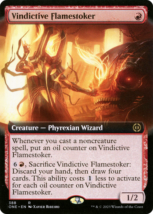 Vindictive Flamestoker (ONE-388) - rare: (Extended Art) - Foil