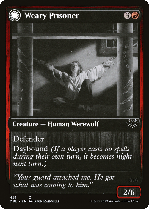 Weary Prisoner // Wrathful Jailbreaker (DBL-451) - common: (Double Faced Transform)