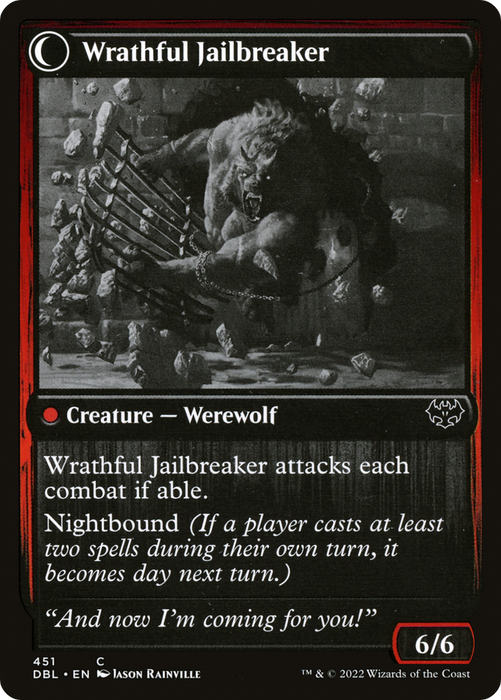 Weary Prisoner // Wrathful Jailbreaker (DBL-451) - common: (Double Faced Transform)