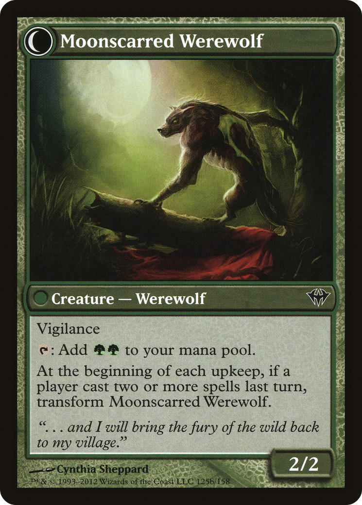 Scorned Villager // Moonscarred Werewolf (DKA-125) - common: (Double Faced Transform)