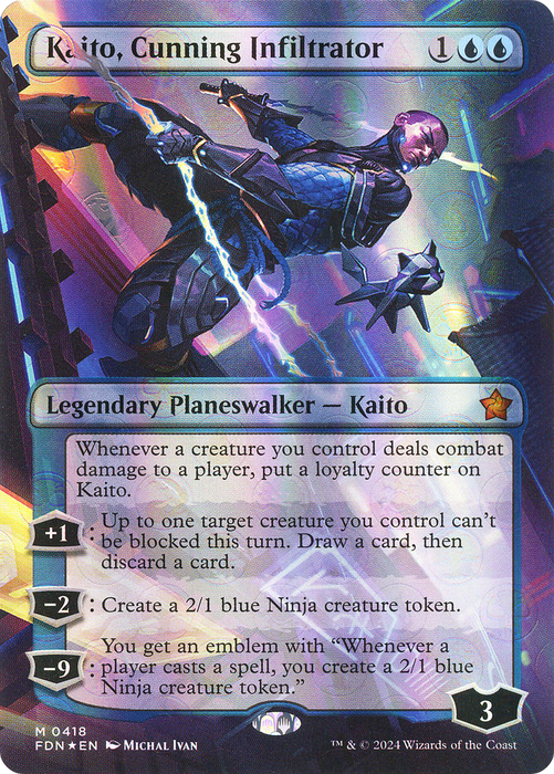 Kaito, Cunning Infiltrator (FDN-418) - mythic (Borderless) - Foil