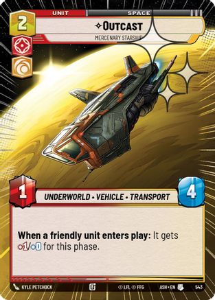 Outcast - Mercenary Starship (Hyperspace Foil) (543) - AOTE - Uncommon - Foil