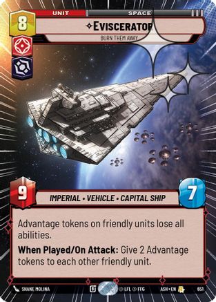Eviscerator - Burn Them Away (Hyperspace Foil) (651) - AOTE - Rare - Foil