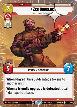 Zeb Orrelios - Fists Work Every Time (Hyperspace Foil) (663) - AOTE - Legendary - Foil
