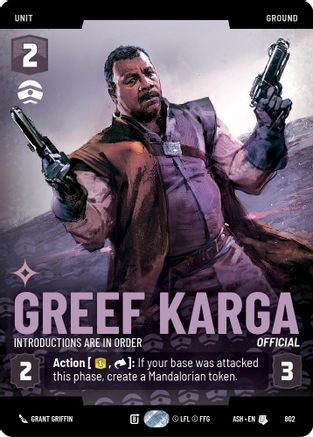 Greef Karga - Introductions are in Order (Prestige) (802) - AOTE - Uncommon