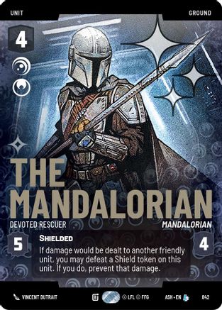 The Mandalorian - Devoted Rescuer (Prestige Foil) (842) - AOTE - Legendary - Foil