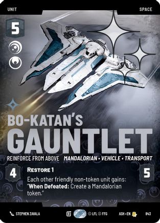 Bo-Katan's Gauntlet - Reinforce from Above (Prestige Foil) (843) - AOTE - Rare - Foil