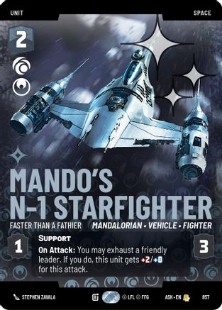 Mando's N-1 Starfighter - Faster than a Fathier (Prestige Foil) (857) - AOTE - Rare - Foil