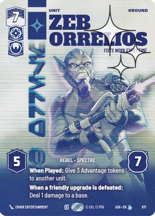 Zeb Orrelios - Fists Work Every Time (Prestige Foil) (871) - AOTE - Legendary - Foil