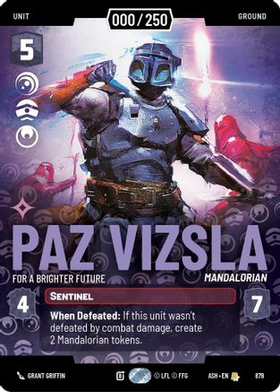 Paz Vizsla - For a Brighter Future (Serialized) (879) - AOTE - Rare - Foil