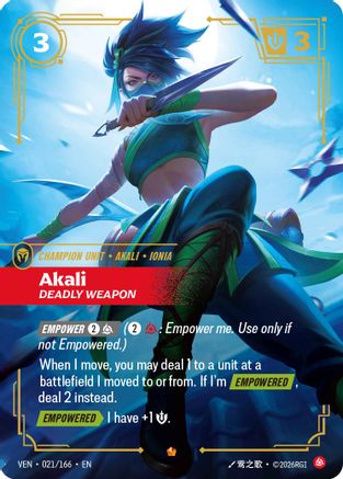 Akali - Deadly Weapon (021/166) - VEN - Epic - Foil