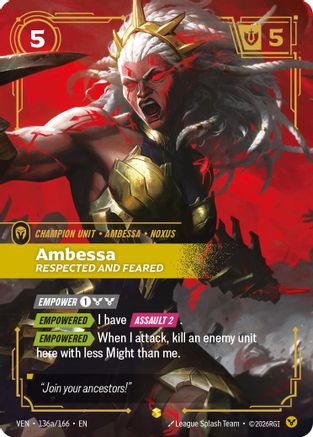 Ambessa - Respected and Feared (Alternate Art) (136a/166) - VEN - Showcase - Foil